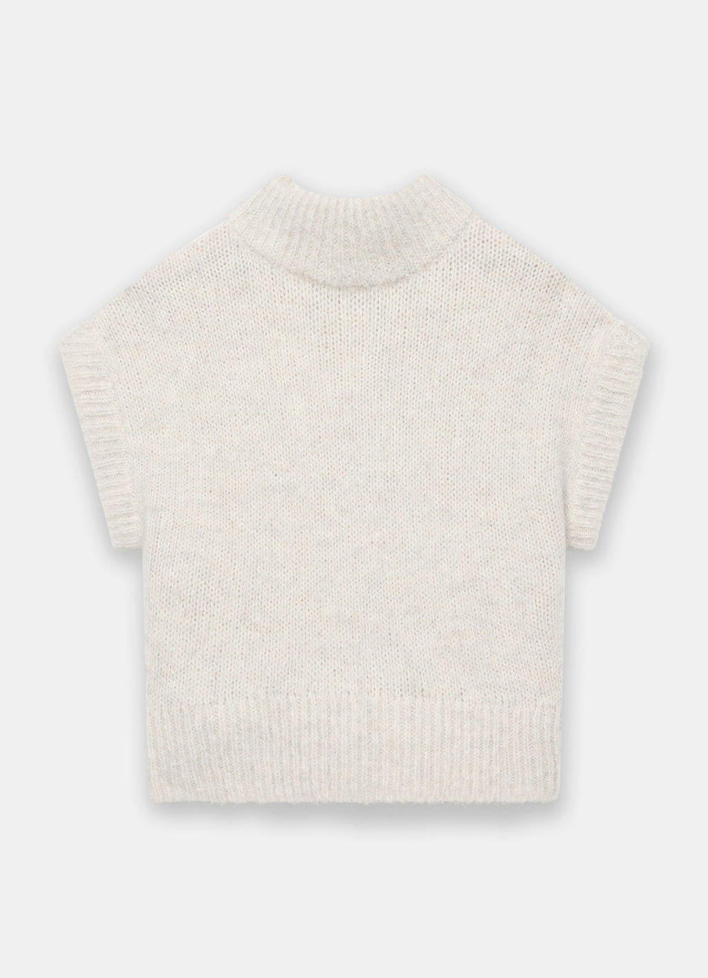 Neutral Wool Blend High Neck Knit Top