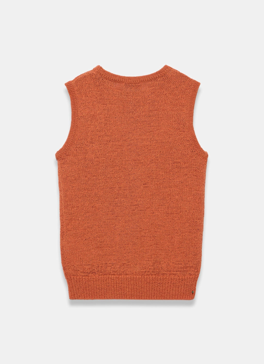 Orange Cotton Blend Sleeveless Knit Top