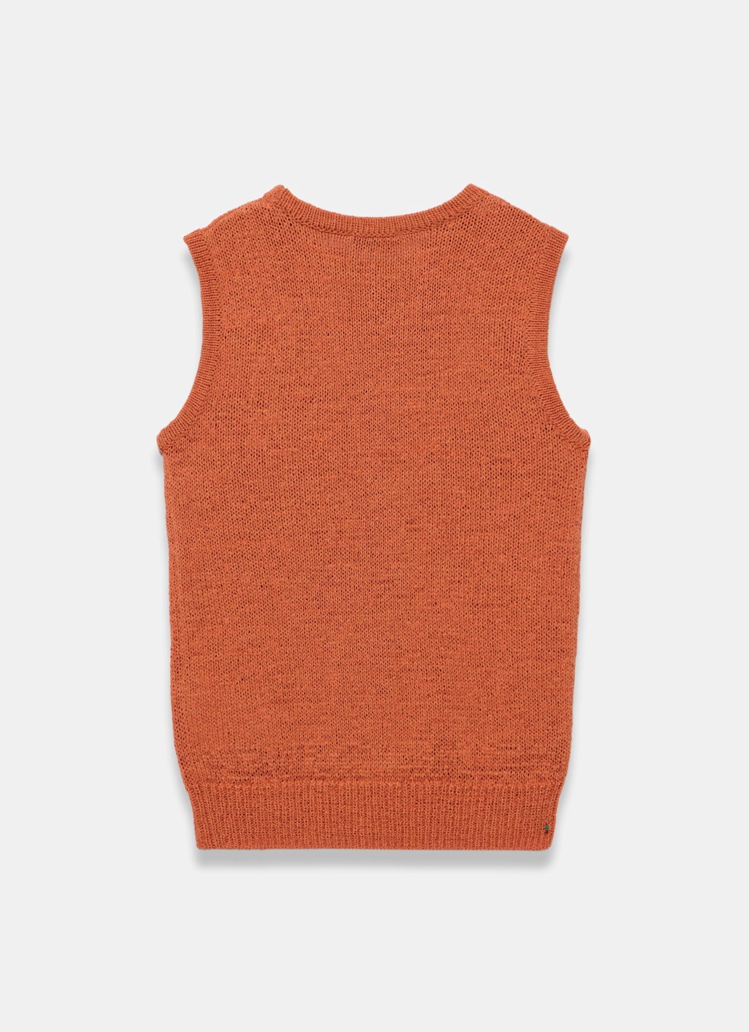 Orange Cotton Blend Sleeveless Knit Top