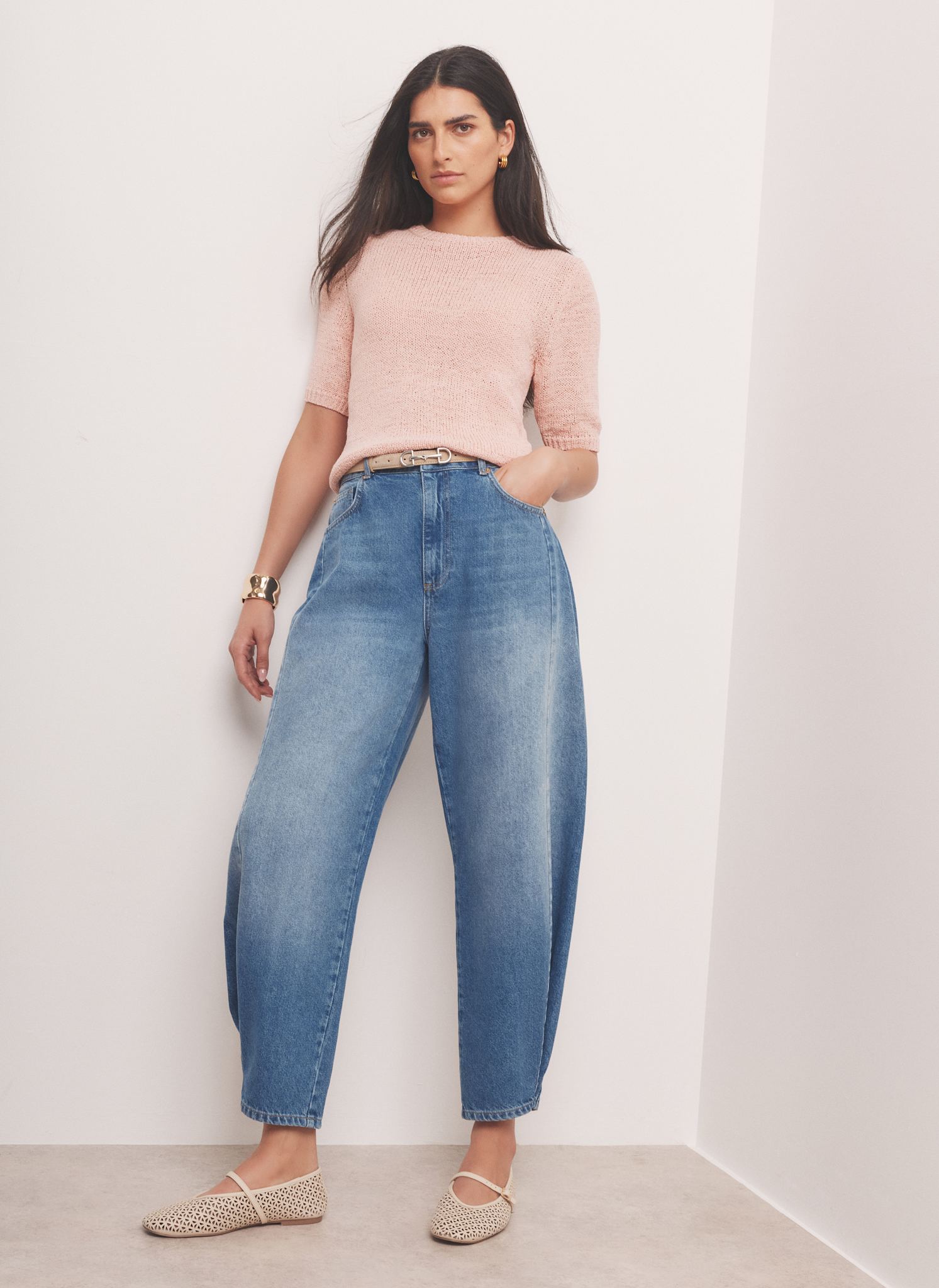 Pink Cotton Blend Knit Top