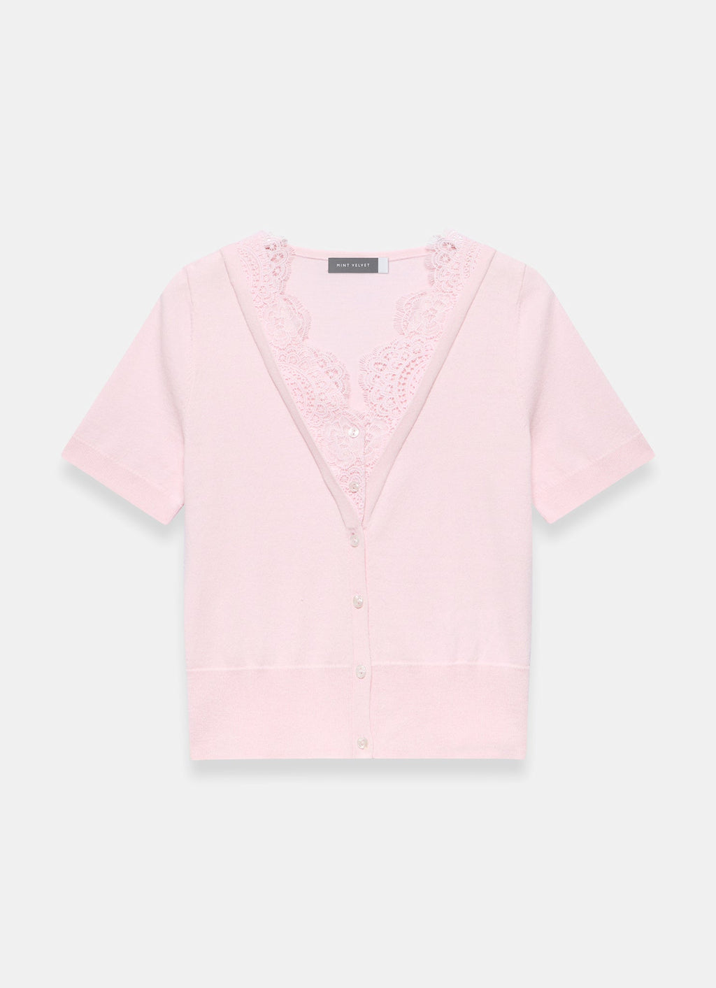 Pink Cotton Lace Trim Top