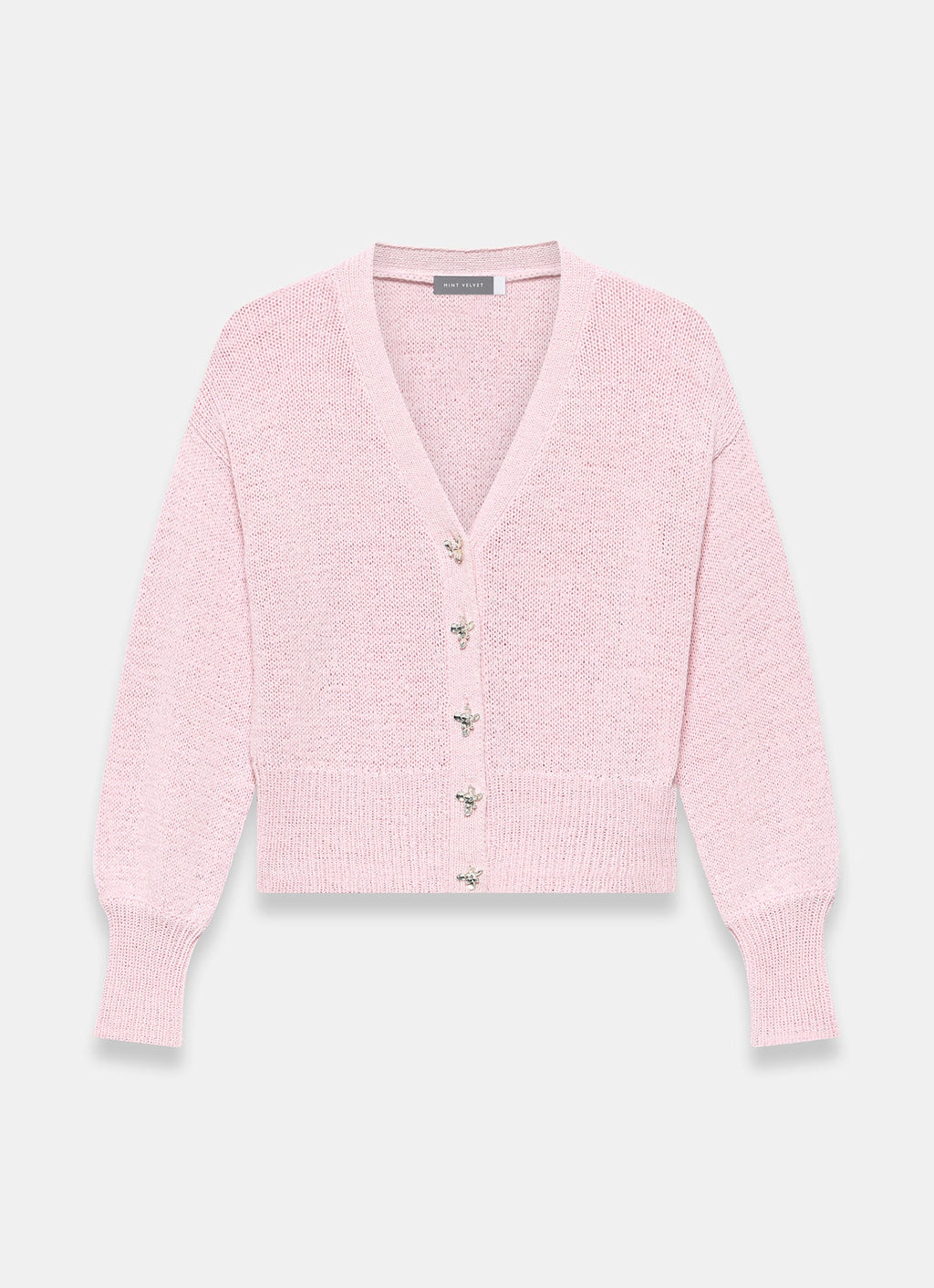 Pink Cotton Blend Cardigan