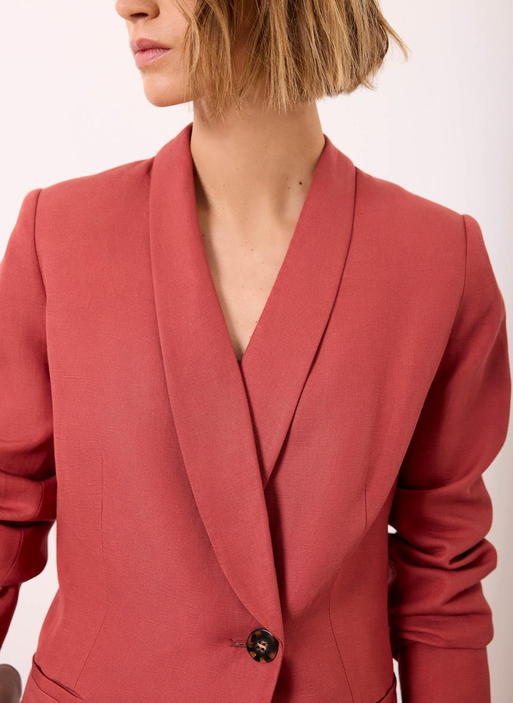 Red Linen Tailored Blazer