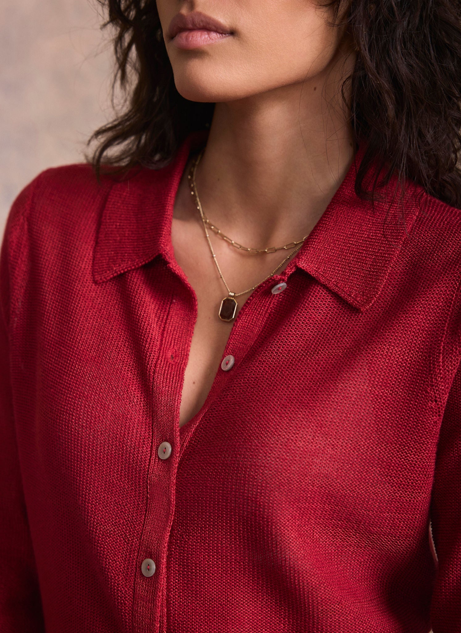 Red Metallic Knit Top