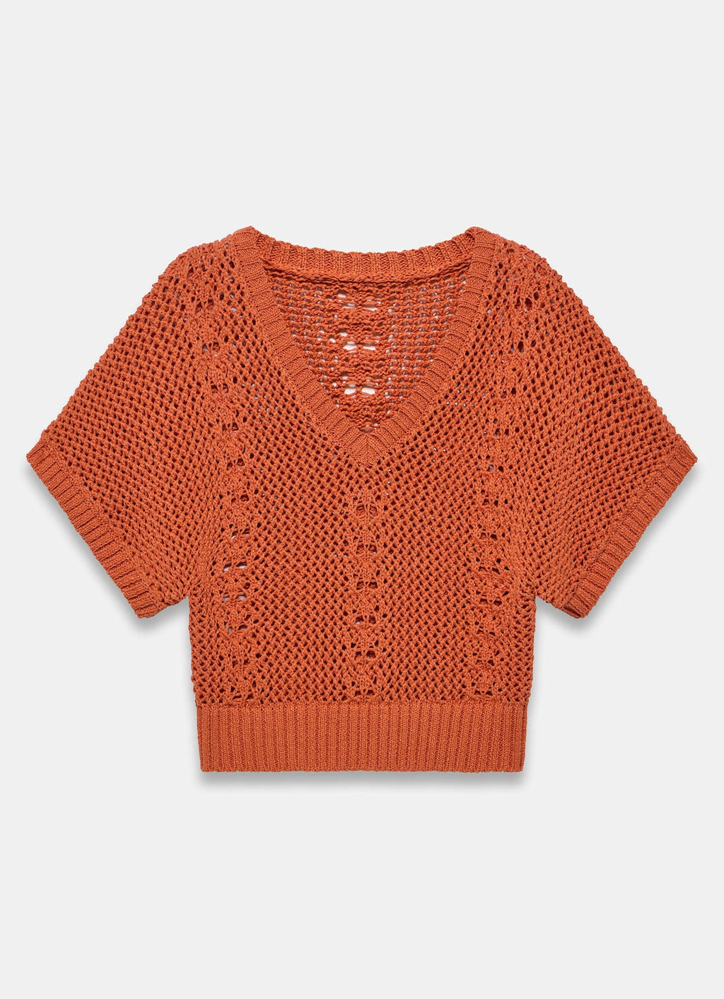 Orange Cotton Blend Knit Top