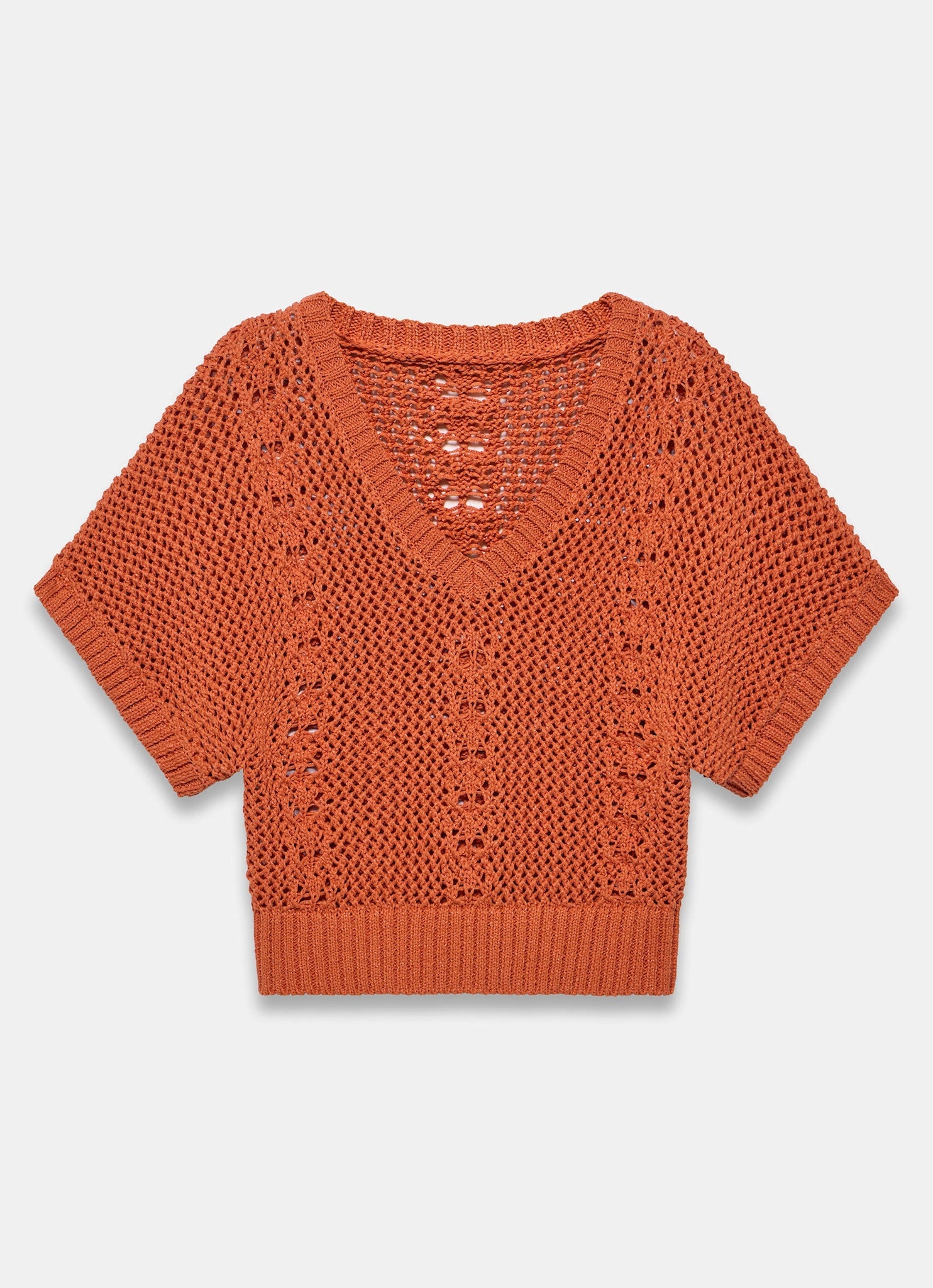 Orange Cotton Blend Knit Top