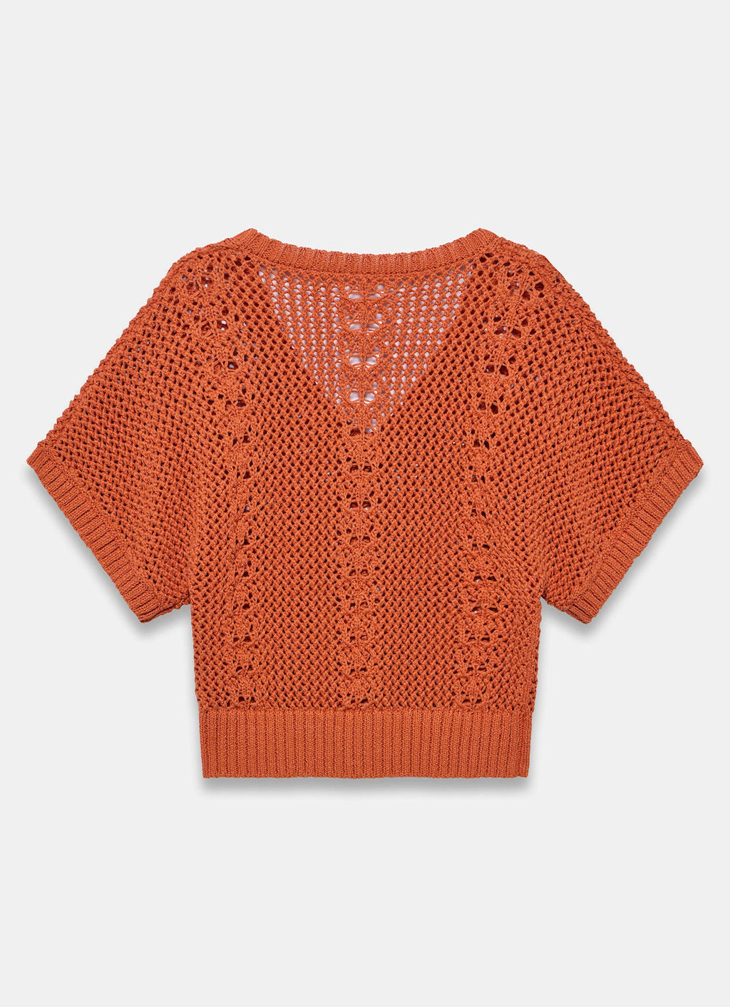 Orange Cotton Blend Knit Top