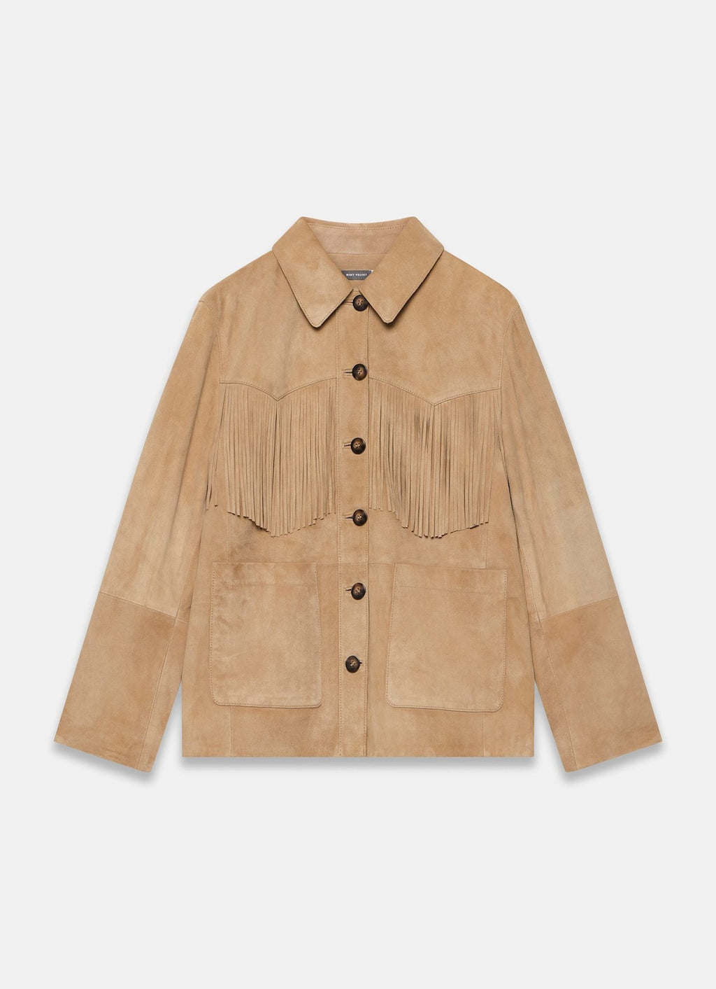 Neutral Suede Fringe Shacket