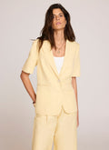 Yellow Linen Blend Short Sleeve Blazer