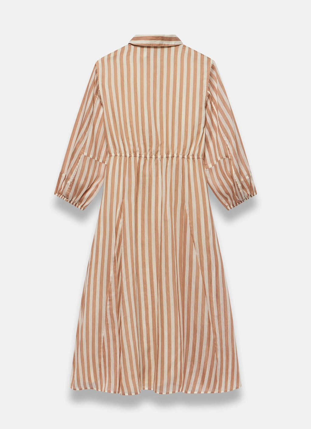 Orange Stripe Wrap Midi Shirt Dress