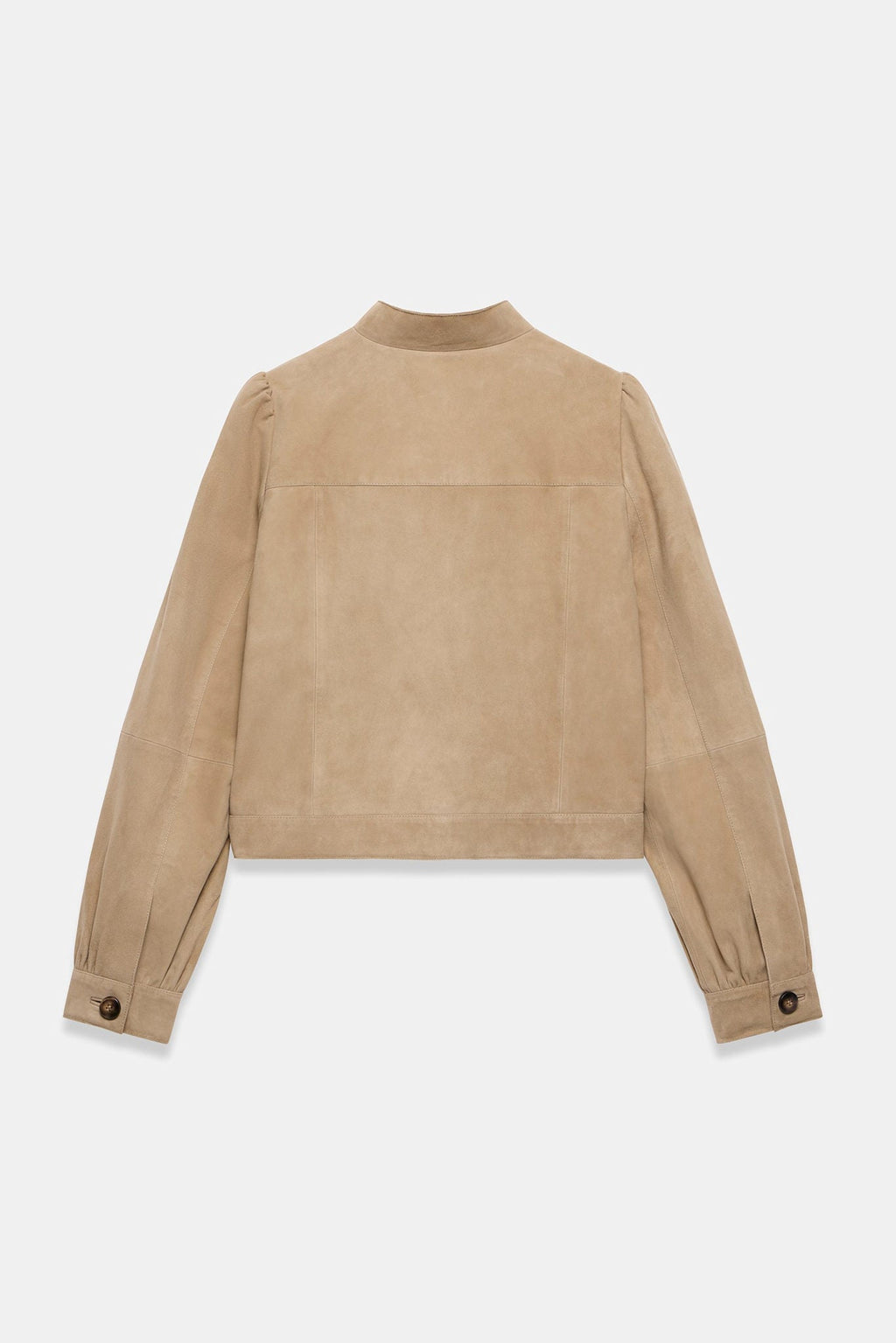 Neutral Suede Puff Sleeve Jacket