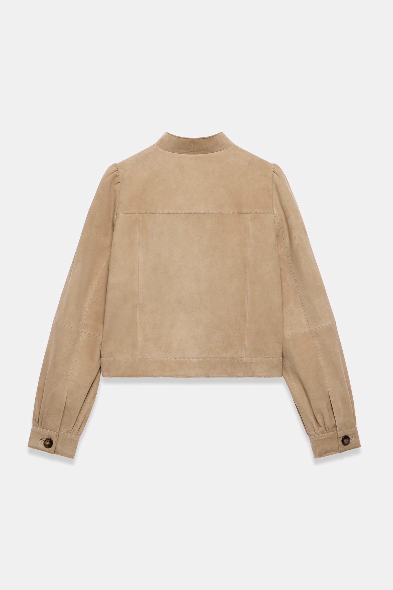 Neutral Suede Puff Sleeve Jacket