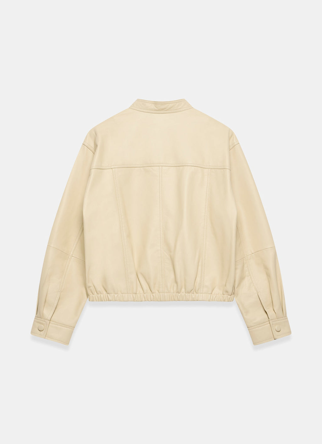 Butter Yellow Leather Cropped Pilot Bomber Jacket