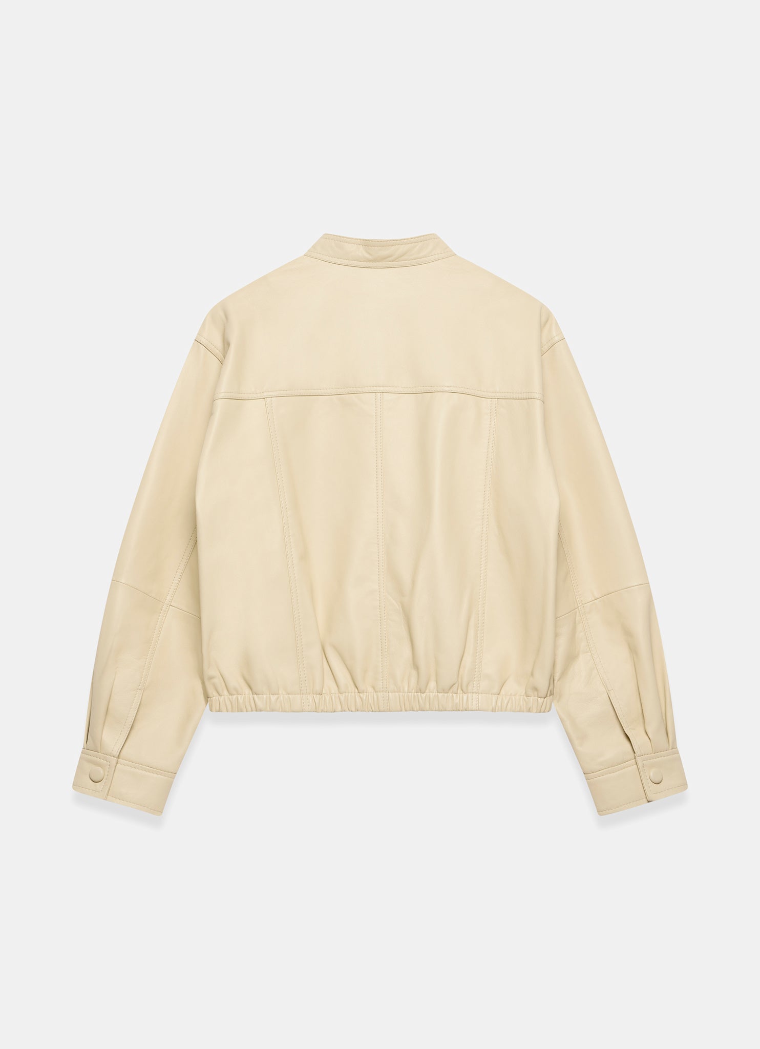 Butter Yellow Leather Cropped Pilot Bomber Jacket