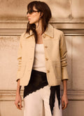 Butter Yellow Leather Scallop Detail Jacket