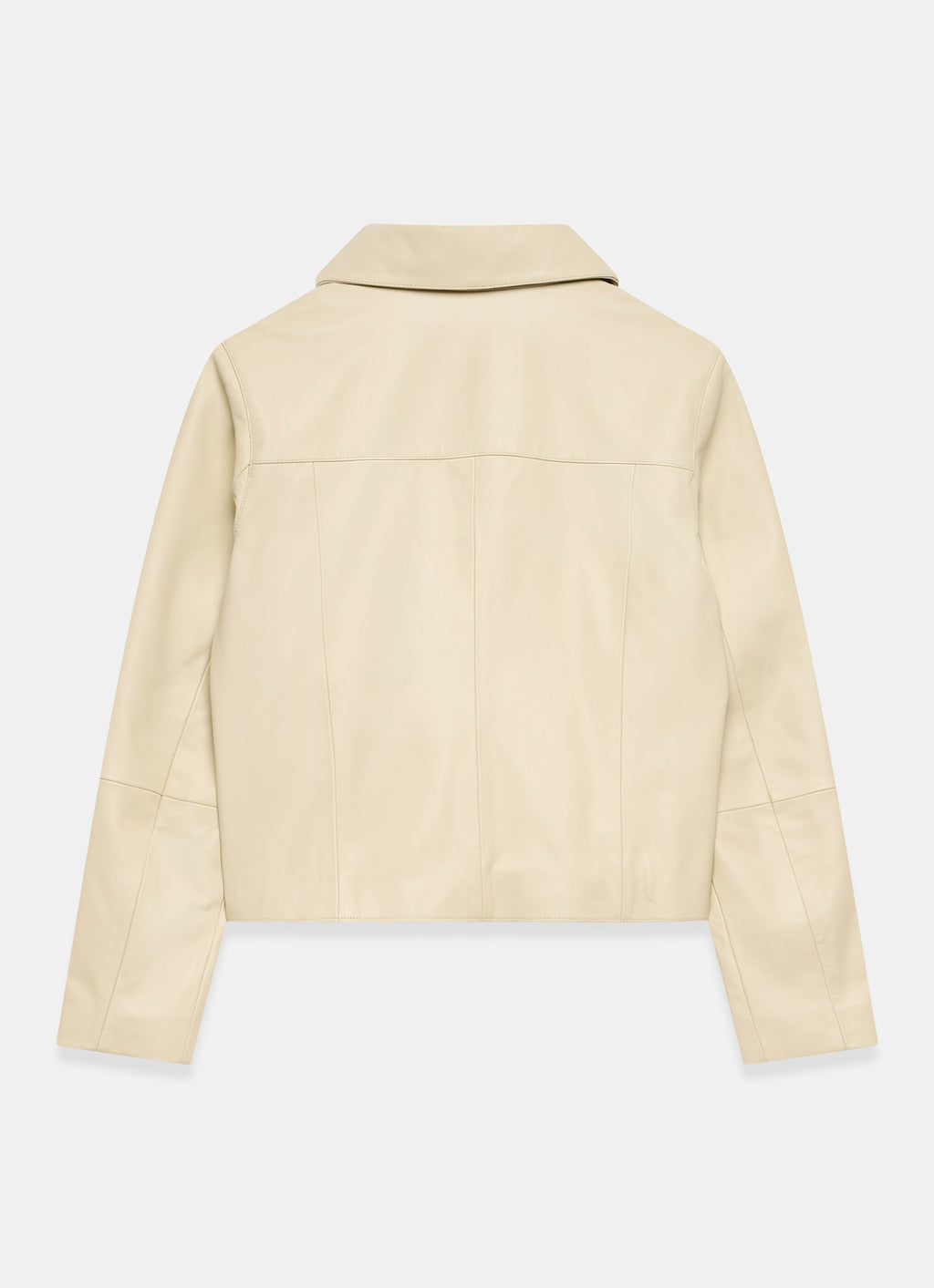 Butter Yellow Leather Scallop Detail Jacket