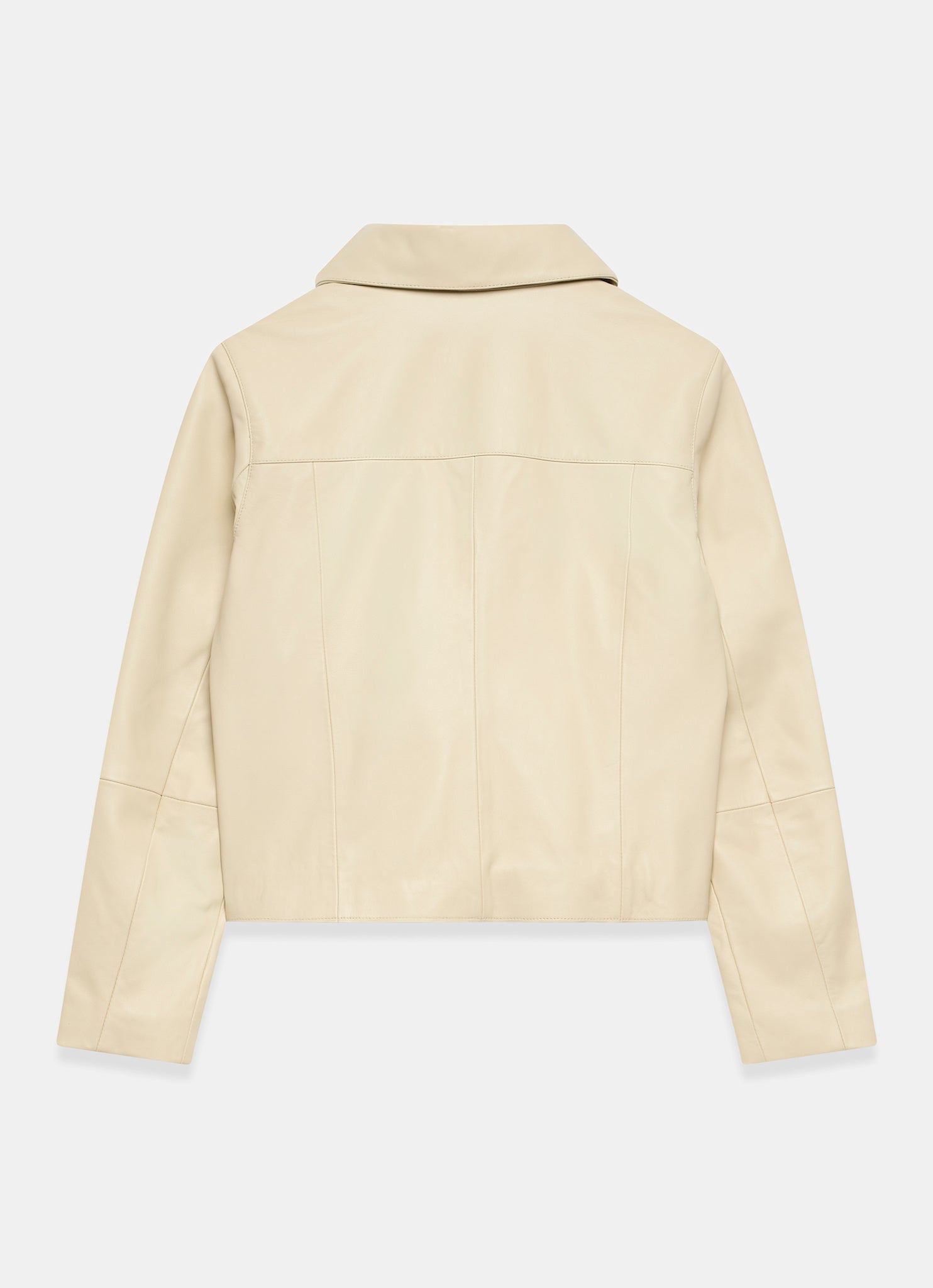 Butter Yellow Leather Scallop Detail Jacket