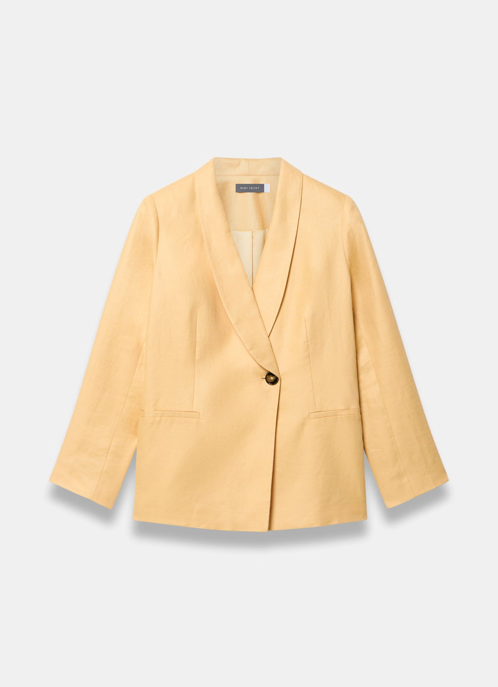 Yellow Ramie Single Breasted Blazer